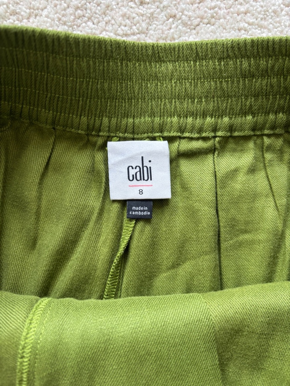 CAbi Traipse Shorts in Avocado Green Linen Blend - Picture 5 of 8